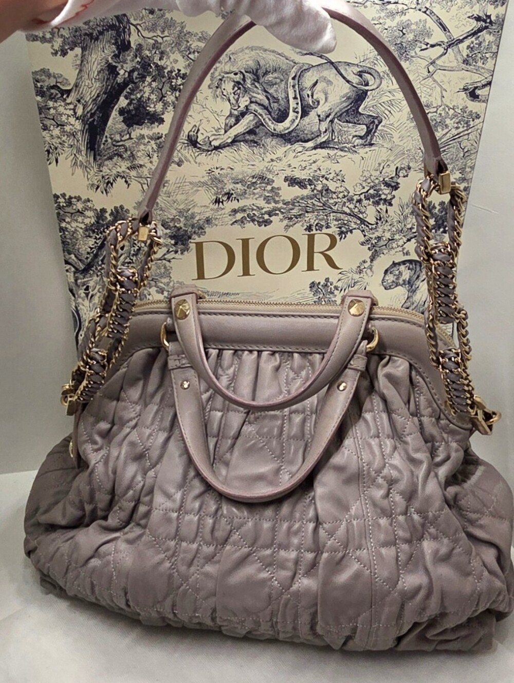 Dior Gray Quilted Leather Women's Bag